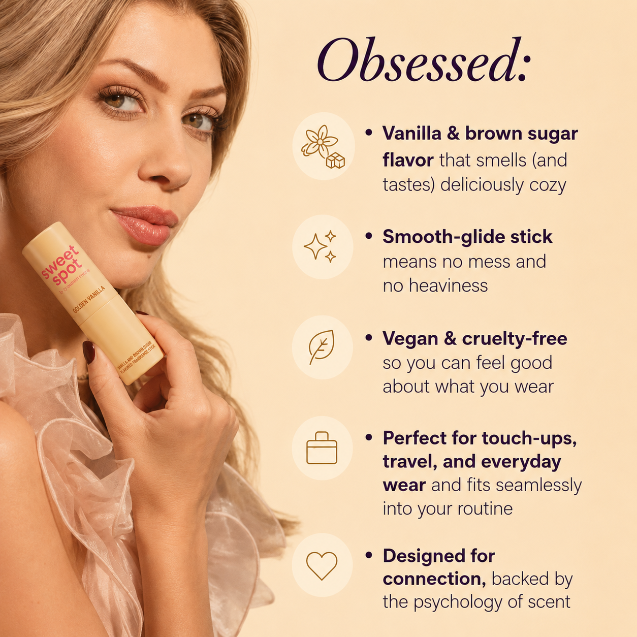 Golden Vanilla Flavored Solid Fragrance Stick- Vanilla & Brown Sugar